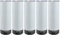 5Pack 20 oz Buletooth Sublimation Printed Speaker Tumbler Straight Skinny Double Wall With Lid (Black 5pcs) by FashionableandHighQuality