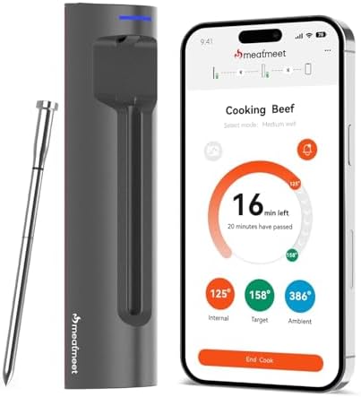 Wireless Meat Thermometer Digital, ±0.18℉ Accuracy with 6 Sensors by Meatmeet