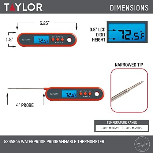 Taylor Digital Programmable Folding Stem Meat Thermometer - Orange - Image 3