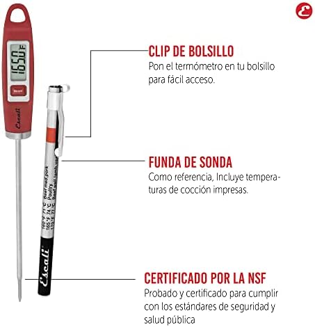 Escali DH1 Gourmet Digital Meat Thermometer with Extra Long Probe, NSF Certified, Red - Image 4