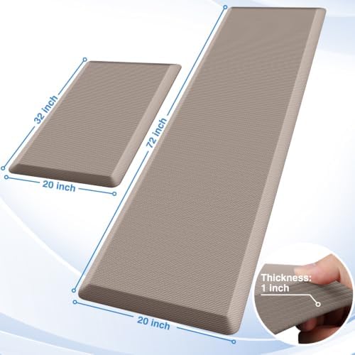 StepRite 1-Inch Kitchen Mats for Floor, 2-Piece Anti-Fatigue Rugs, Khaki - Image 2