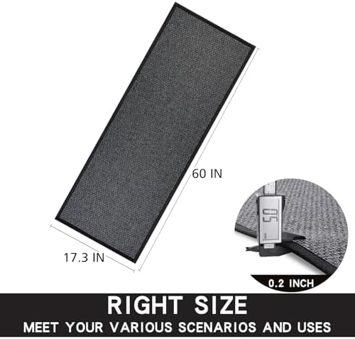 SUMLANS Kitchen Mat 1 PCS, Cushioned Non Slip Rugs for Kitchen Floor, Absorbent Runner Comfort Standing Mats Washable for Kitchen, Office, Home (Black, 17.3"x60") - Image 2