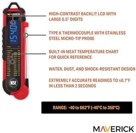 Maverick PT-100 Pro-Temp Commercial Smoker BBQ Probe Meat Thermometer, 5-Inch, Red - Image 3