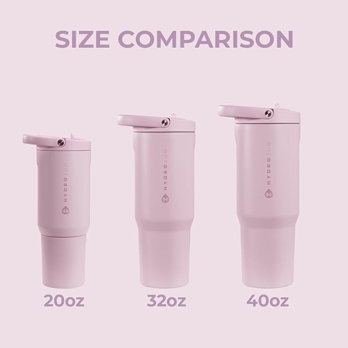 HydroJug Sport - Stainless Steel Tumbler with Straw, Vacuum Insulated, 32oz Leakproof Water Bottle, Ergonomic Design, Reusable, Dishwasher Safe, Rubber Base, Durable for Gym or Outdoors, Sweet Pea - Image 4