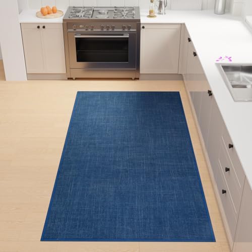 SUMLANS Kitchen Mat, Cushioned Non Slip Rugs for Kitchen Floor, Absorbent Runner Comfort Standing Mats Washable for Kitchen, Office, Home (Dark Blue, 35.4"x71") by SUMLANS