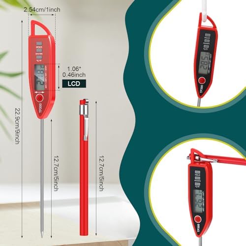 Copkim 10 Set Digital Food Thermometer Long Probe Instant,Red - Image 2