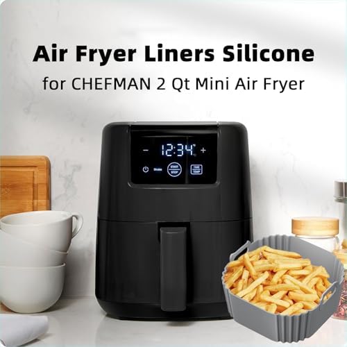 Silicone Air Fryer Liners for CHEFMAN 2 Qt Mini Air Fryer, 2 Pack Square Small Airfryer Liners Reusable for Ninja/DASH/Cuisinart/topzee/COSORI/BELLA/COMFEE'/Instant Pot/Tasty/DEIME/Bear 1-2.1QT - Image 5