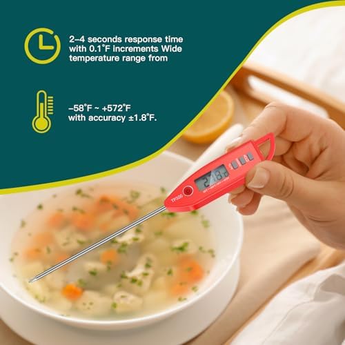 Copkim 10 Set Digital Food Thermometer Long Probe Instant,Red - Image 4