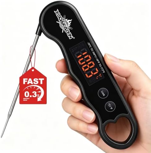0.3s Fast Read Meat Thermometer – USB-C Rechargeable,Black by Unknown