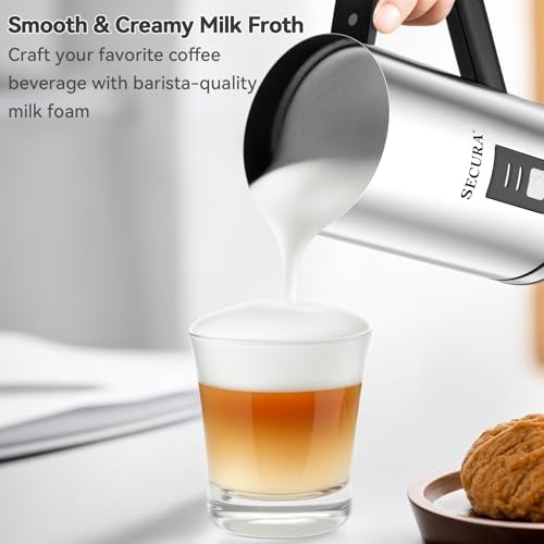 Secura Milk Frother, 8.4oz Automatic Hot/Cold Foam Maker, Stainless Steel - Image 3