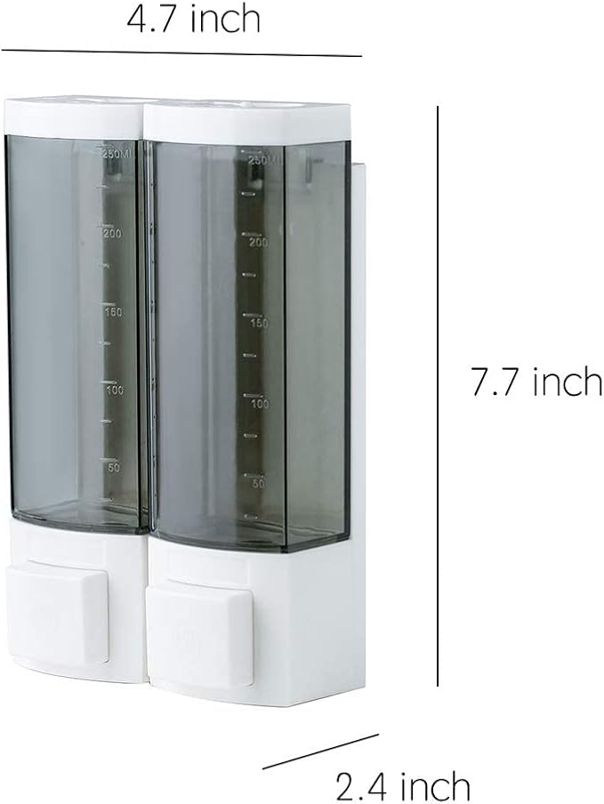 Double Soap Dispensers 250ml ABS Plastic Drill Free - Image 3