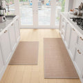 SUMLANS Kitchen Mat Set of 2 PCS, Cushioned Non Slip Rugs for Kitchen Floor, Absorbent Runner Comfort Standing Mats Washable for Kitchen, Office, Home (Camel, 17.3"x47"+17.3"x30") by SUMLANS