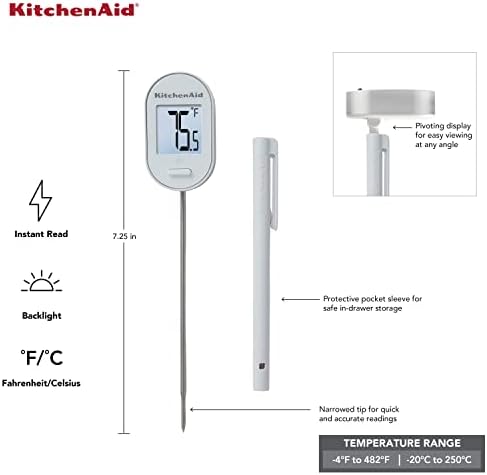 KitchenAid KQ904WH Digital Instant Read Kitchen and Food Thermometer White, Temperature Range: -40F to 482F, White - Image 2
