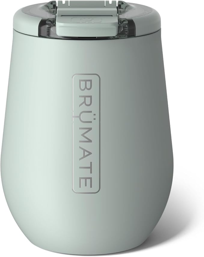 BrüMate Uncork'd 14oz 100% Leakproof Insulated Wine Tumbler | Locking Lid | Insulated Stainless Steel Wine Glass | Perfect For Travel & Outdoors | BPA-Free (Sage) by Br%C3%BCMate