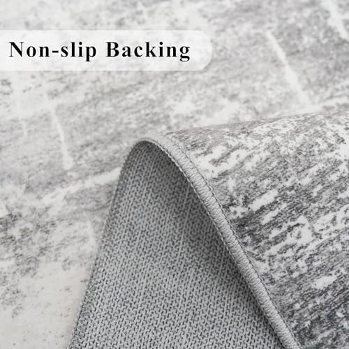 Abstract 2x3 Entryway Area Rugs: Washable Water Resistant Kitchen Rug Non-Slip Durable Doormat Ultra Soft Bedroom Beside Carpet Indoor Low Pile Floor Mat for Bathroom Stove Sink Area(2x3,Light/Grey) - Image 3