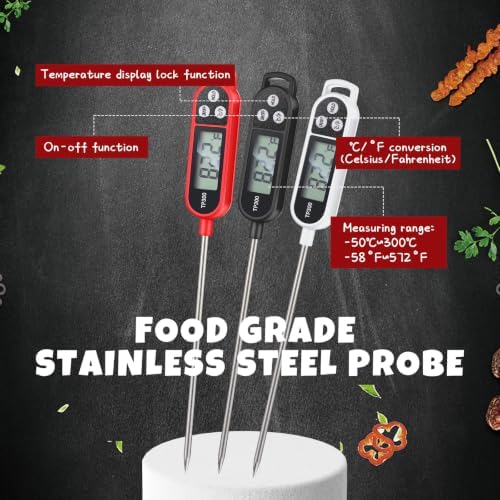 Copkim 24 Pcs Instant Read Meat Thermometer Long Probe,Black, White, Red - Image 3