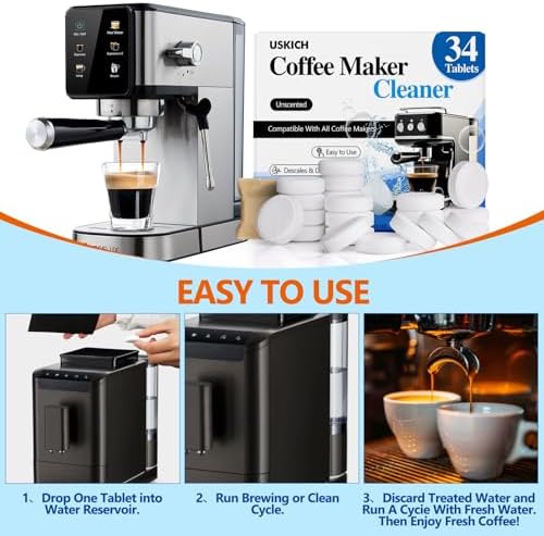 Coffee Machine Cleaner Descaler Tablets 34 Pack, Coffee Maker Cleaner for Keurig, Ninja, Breville, Delonghi, Nespresso, Miele,Espresso Machine Cleaning Tabs,Descaling Solution for Coffee Pot Maker - Image 7