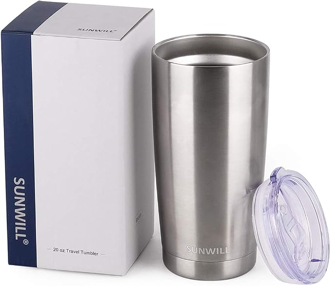 SUNWILL Travel Coffee Tumbler 20 oz, Stainless Steel Mug with Lid, Insulated Cup for Water, Tea, Hot and Cold Drinks, Silver - Image 5