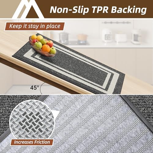 COSY HOMEER Kitchen Rugs Sets of 2 Non-Slip Washable,24"x35"+24"x60" - Image 4