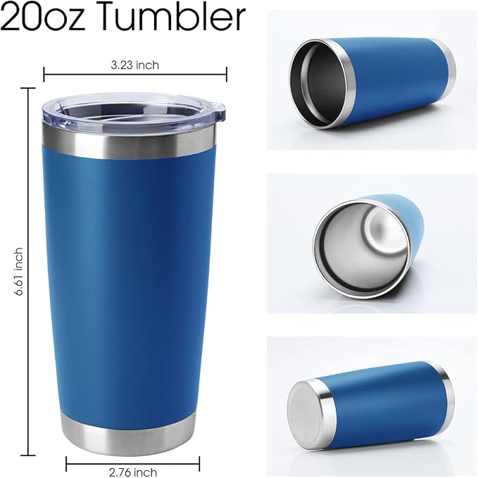 HASLE OUTFITTERS 20oz Tumblers Stainless Steel Mugs with Lid Double Wall Vacuum Insulated Coffee Cups for Cold & Hot Drinks (20oz-Dark Blue, 12 Pack) - Image 2