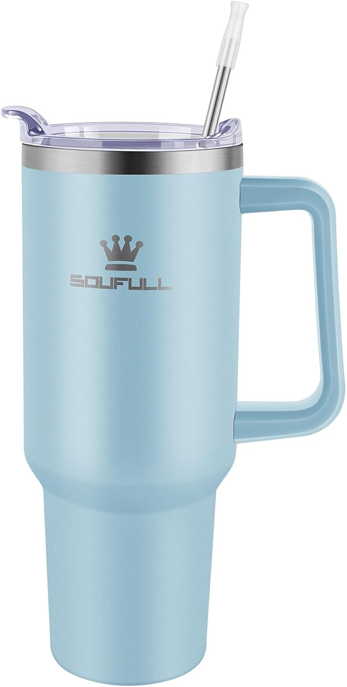 40oz Leakproof Stainless Steel Insulated Travel Tumbler with Handle, Straw Lid - Keeps Cold 34hrs, Hot 10hrs - Image 2