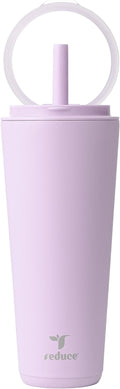 REDUCE Halo 32 oz Stainless Steel Vacuum Insulated Tumbler - Spill Proof Travel Mug with Flip Handle Lid - Keeps Drinks Cold for 32 Hrs - Dishwasher Safe - Cupholder Friendly - Lilac Bud by Reduce