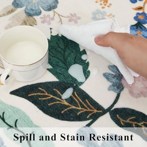 Washable 2x4 Entryway Area Rugs: Vintage Water Resistant Kitchen Rug Non-Slip Durable Doormat Ultra Soft Living Room Bedroom Carpet Indoor Low Pile Floor Mat for Bathroom Dining Room(2x4,Cream) - Image 5