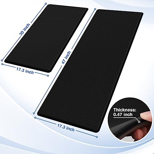 StepRite Kitchen Mats for Floor, 2-Piece Anti-Fatigue Kitchen Rugs, Black - Image 2