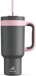 POWCAN 40 oz Tumbler with Handle, 2-in-1 Straw and Sip Lid, Leakproof, Dishwasher Safe, Insulated Stainless Steel Travel Coffee Mug, Keeps Cold for 34 Hours, Fits in Car Cup Holder (Rebellion) by POWCAN