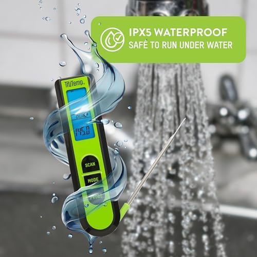 Taylor TruTemp Dual Instant Read Infrared Meat and Food Thermometer, Digital for Cooking, IPX5 Splash Proof Design, Plus Meat Probe for BBQ, Kitchen, Smoker, and Grilling, Green - Image 5