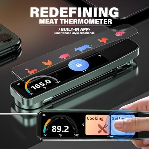 Smart Meat Thermometer, 0.5s Instant Read, 3.8" Touchscreen, IP68 - Image 2