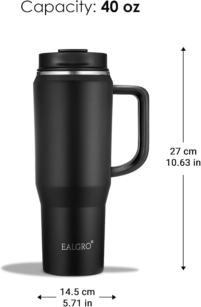 EALGRO 40 oz Tumbler with Handle, Insulated Tumblers with Lid and Straw, Large Metal Sports Water Bottle Jug, Thermal Stainless Steel Travel Coffee Mug Cup, Lavender - Image 4