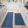SUMLANS Kitchen Mat Set of 2 PCS, Cushioned Non Slip Rugs for Kitchen Floor, Absorbent Runner Comfort Standing Mats Washable for Kitchen, Office, Home (Dark Blue, 17.3"x47"+17.3"x71") by SUMLANS