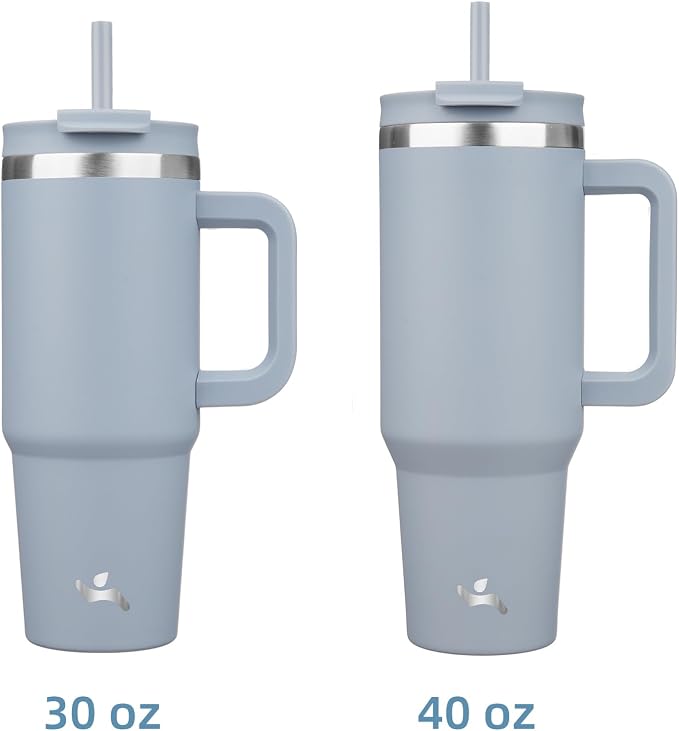 Konokyo 40 oz Tumbler with Handle and 2 Straws,2 in 1 Lid Insulated Water Bottle Stainless Steel Travel Coffee Mug,Lavender - Image 3
