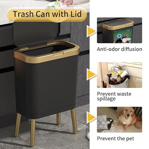 Procade Office Trash Can with Lid, Modern Narrow Garbage Can with Legs - Image 2