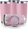 DOMICARE 20oz Stainless Steel Tumbler Bulk with Lid, Double Wall Vacuum Insulated Travel Mug, Powder Coated Coffee Cup, Pink, 4 Pack by VisittheDOMICARE