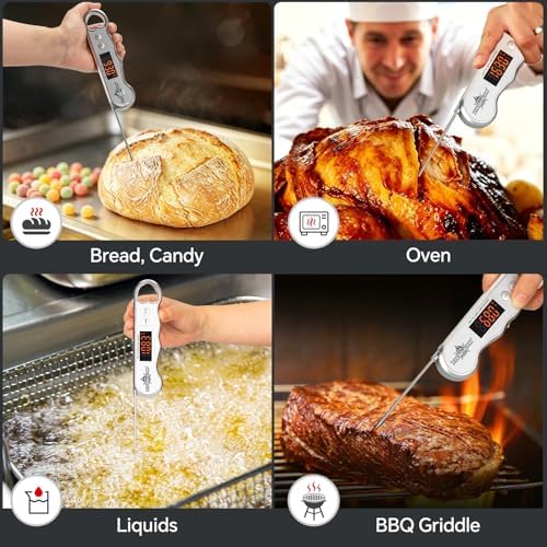 0.3s Fast Read Meat Thermometer – USB-C Rechargeable, Silvery - Image 2