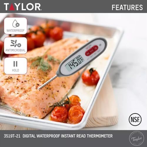 Taylor – Compact Instant-Read Pen Style Digital Kitchen Meat Thermometer - Waterproof Grey - Gray - Image 2