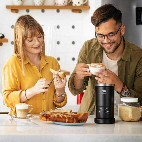 Electric Milk Frother and Steamer - 4-in-1 Automatic Coffee Steamer Frother with 10.5OZ (300ML) Capacity, Warm and Cold Foam Maker for Coffee, Latte, Cappuccino, Macchiato, and Hot Chocolate (Black) - Image 7