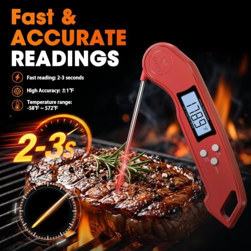 DOQAUS Meat Thermometer – Temperature Calibrators Food Thermometer Red - Image 2