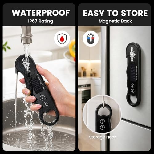 0.3s Fast Read Meat Thermometer – USB-C Rechargeable,Black - Image 5