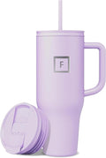 IRON °FLASK Co-Pilot Insulated Mug w/Straw & Flip Cap Lids - Cup Holder Bottle for Hot, Cold Drink - Leak-Proof- Water, Coffee Portable Travel Tumbler - Lavender, 40 Oz by IronFlask
