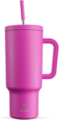 Meoky 40 oz Tumbler with Handle and Straw: Stainless Steel Insulated Tumbler with Lid and Straw - 100% Leak Proof Tumbler for Car Cup Holders - Travelers Commuters Workers, Barbie by MEOKY