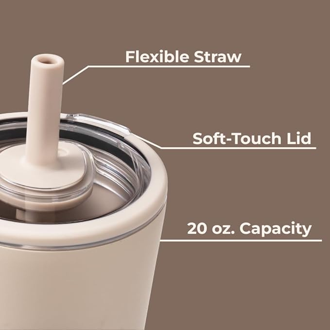 HydroJug Everyday Tumbler 20 oz – Ceramic-Lined Insulated Tumbler with Straw and Soft-Touch Lid, Cup Holder Friendly, Double-Wall Vacuum Insulation, Reusable Travel Cup – Dune - Image 4