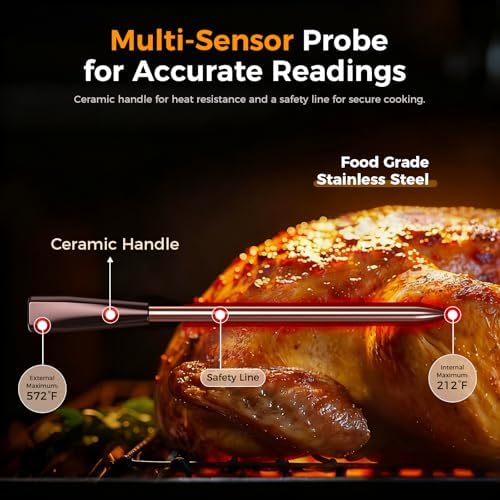 Wireless Smart Meat Thermometer Digital, Bluetooth, for Grill & Oven, Black - Image 3