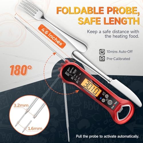 Meat Thermometer Digital – Instant Read Food Thermometer for Cooking with Long Probe and Backlit Display, Fast Accurate Temperature for Grill, BBQ, Smoker, Candy, Kitchen Essentials - Image 4
