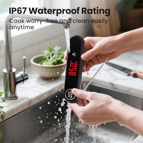 Digital Meat Thermometer, 0.3s Instant Read, Waterproof, Black - Image 4