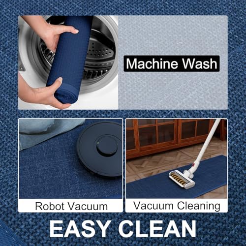 SUMLANS Kitchen Mat Set of 2 PCS, Cushioned Non Slip Rugs for Kitchen Floor, Absorbent Runner Comfort Standing Mats Washable for Kitchen, Office, Home (Dark Blue, 17.3"x47"+17.3"x71") - Image 7