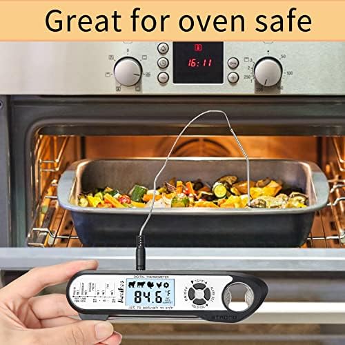 Digital Meat Food Thermometer - 2~3S Instant Read Cooking Thermometer, Backlight, Built-in Magnet, Calibration, Foldable Probe for Kitchen Deep Fry BBQ Grill Roast Turkey - Image 4