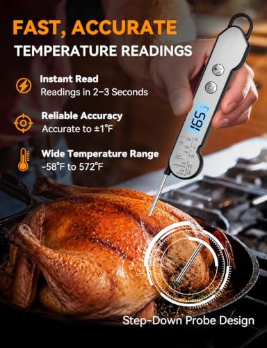 Meat Thermometer Digital, 1 Sec Instant Read, IP67 Waterproof, Backlit - Image 3